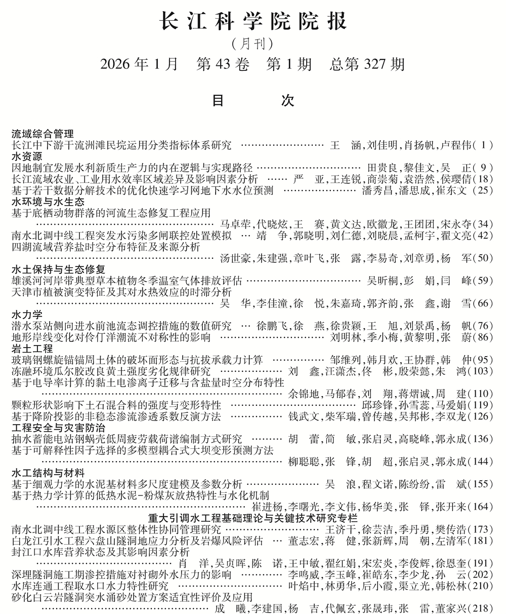 《长江科学院院报》2026年第1期目次 上部的文字_专家特约稿不算栏目_无 .jpg
